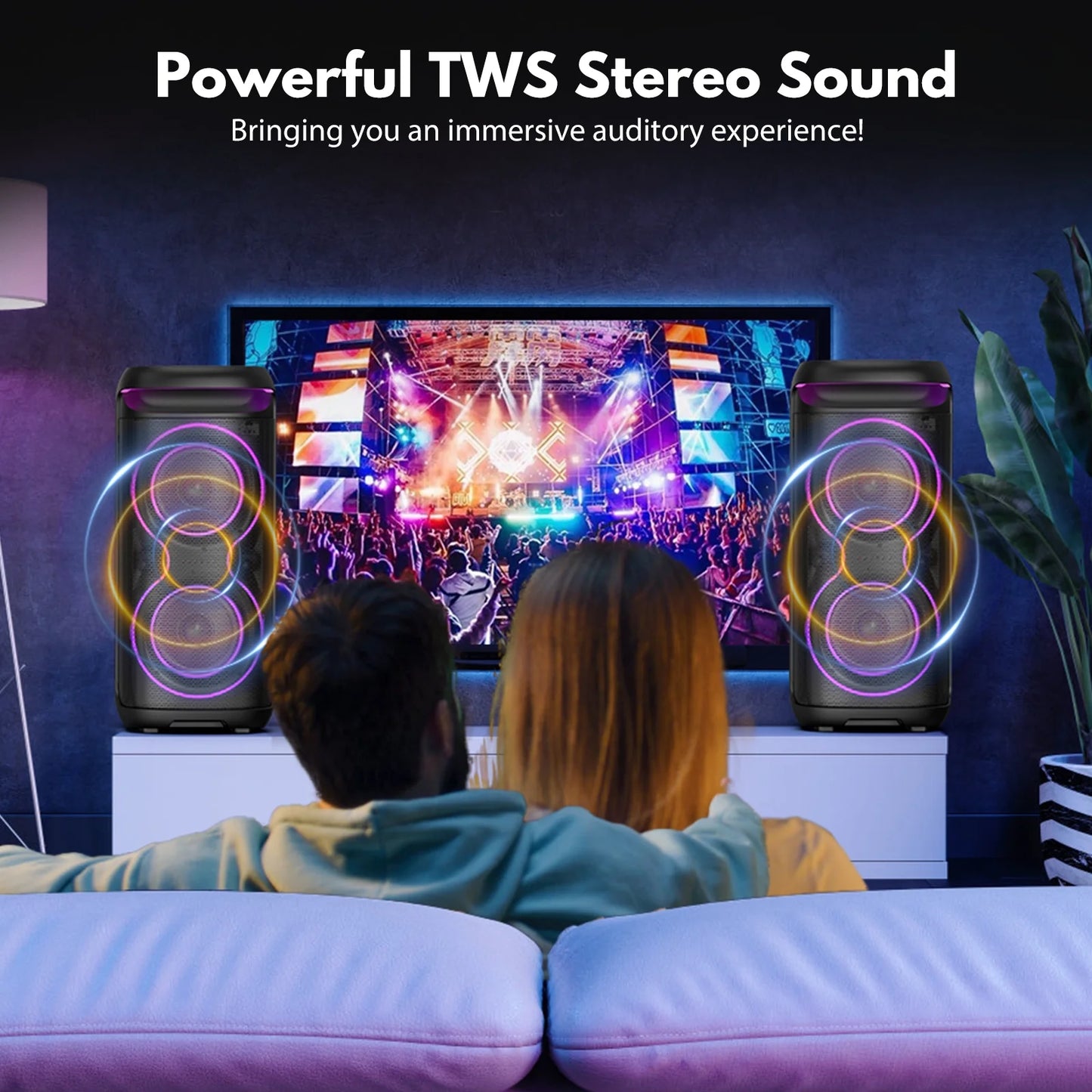 Large Bluetooth Speaker, Portable Wireless Party Speaker with DJ Lights, Remote Control, T20