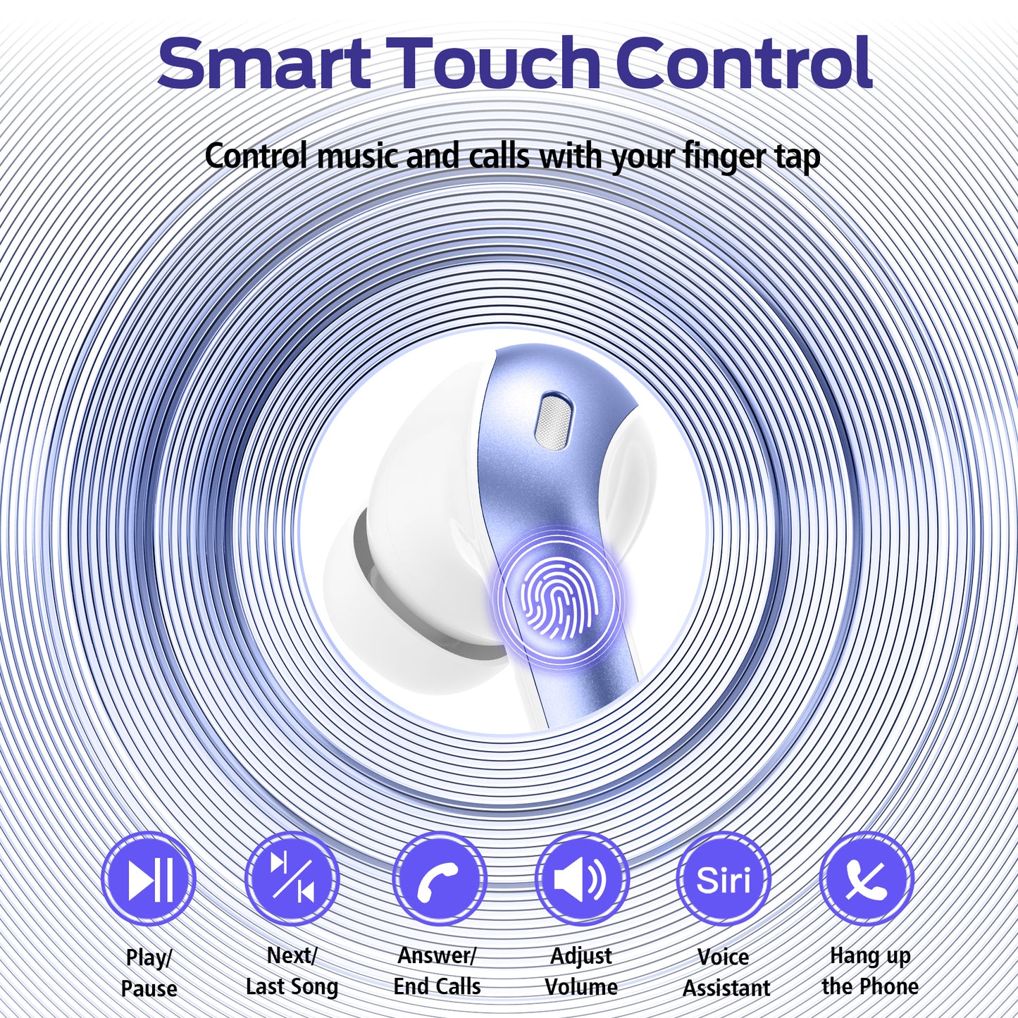 VEATOOL Bluetooth Headphones True Wireless Earbuds 60H Playback LED Power Display Earphones with Wireless Charging Case IPX7 Waterproof In-Ear Earbuds with Mic for TV Smart Phone Computer Laptop