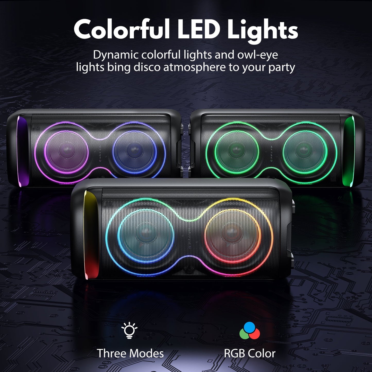 Large Bluetooth Speaker, Portable Wireless Party Speaker with DJ Lights, Remote Control, T20