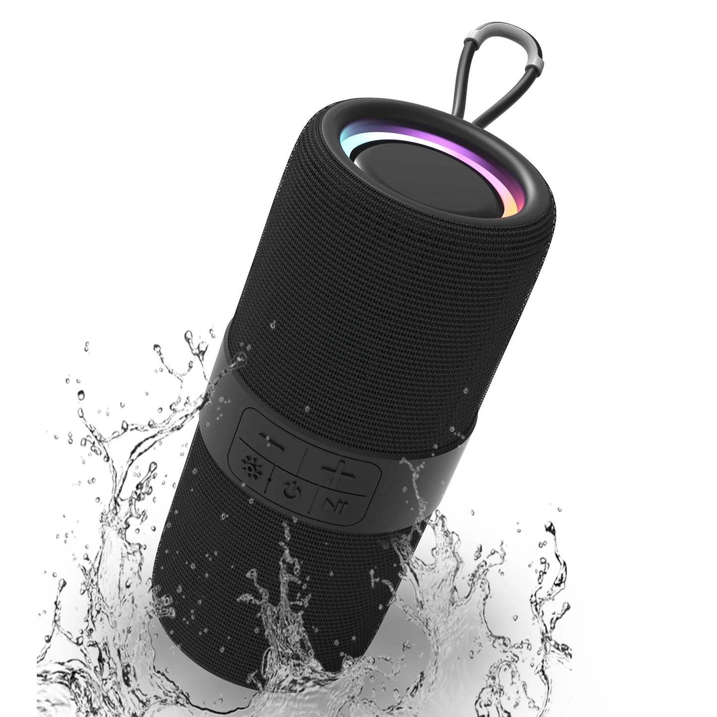 Waterproof Portable Wireless Bluetooth 5.3 Speaker,Mini Speaker with LED Lights and 360 Surround Sound for Outdoor Party,Tws Dual Pairing,Black