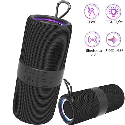 Waterproof Portable Wireless Bluetooth 5.3 Speaker,Mini Speaker with LED Lights and 360 Surround Sound for Outdoor Party,Tws Dual Pairing,Black