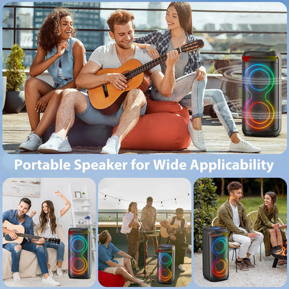 Large Bluetooth Speaker, Portable Wireless Party Speaker with DJ Lights, Remote Control, T20