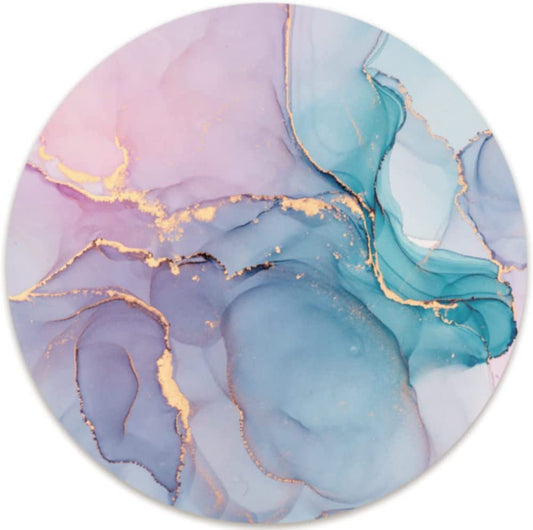 Small Mouse Pad 7.9 X 7.9 Inch, round Mouse Pad for Laptop Wireless Mouse Home Office Travel, Portable & Washable Colourful Marble