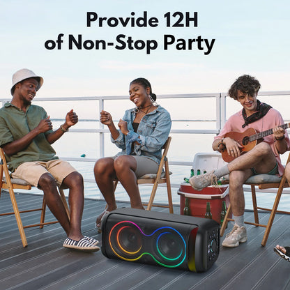 Large Bluetooth Speaker, Portable Wireless Party Speaker with DJ Lights, Remote Control, T20