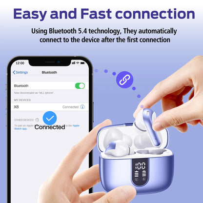 VEATOOL Bluetooth Headphones True Wireless Earbuds 60H Playback LED Power Display Earphones with Wireless Charging Case IPX7 Waterproof In-Ear Earbuds with Mic for TV Smart Phone Computer Laptop