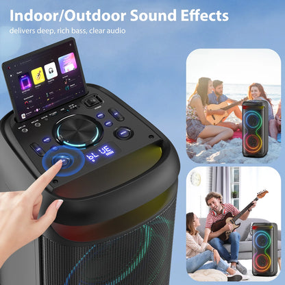 Large Bluetooth Speaker, Portable Wireless Party Speaker with DJ Lights, Remote Control, T20